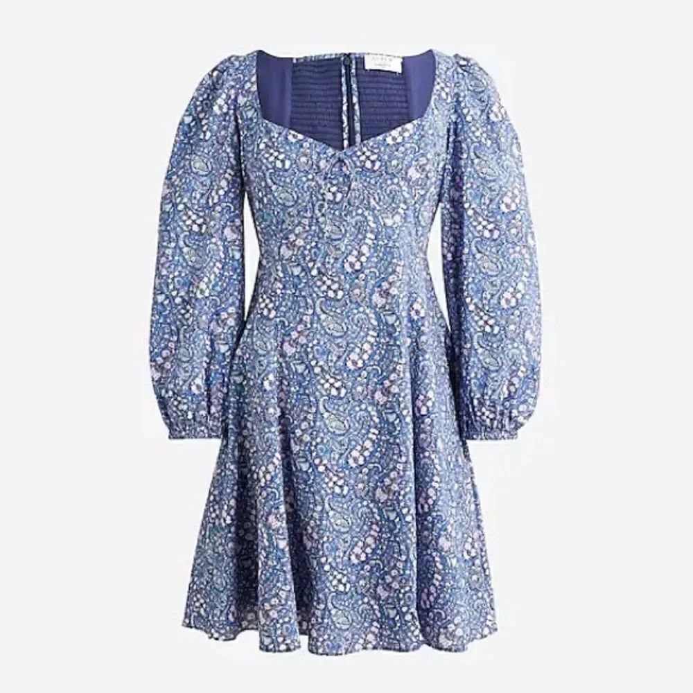 J Crew Liberty Sweetheart Long Sleeve Mini Dress in Bourton Bloom Fabric…